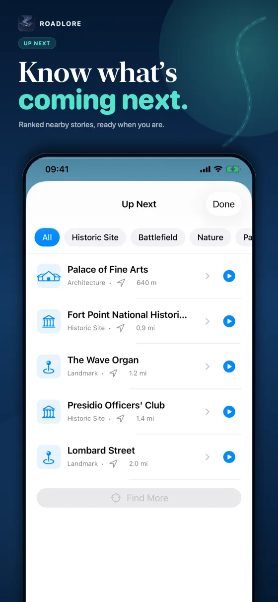 Know what is coming next RoadLore screen